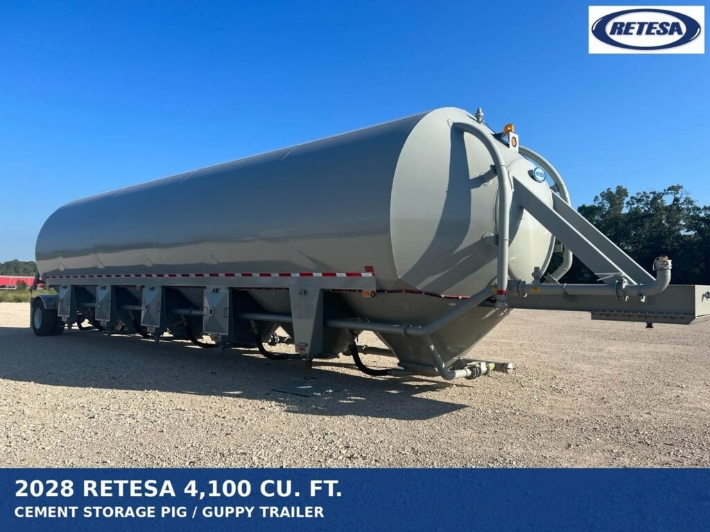 Cement storage pig trailer for dry bulk and pneumatic transport at Trailers of Texas.