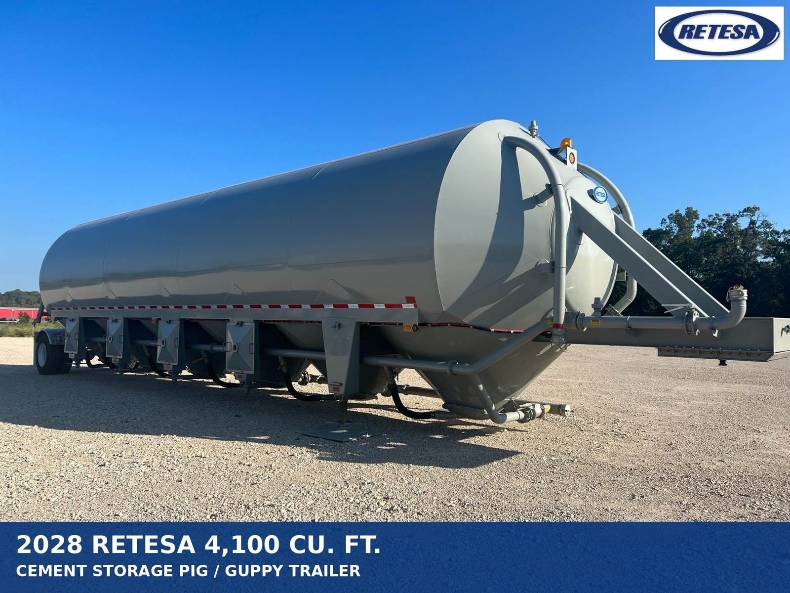 Cement storage pig trailer for dry bulk and pneumatic transport at Trailers of Texas.